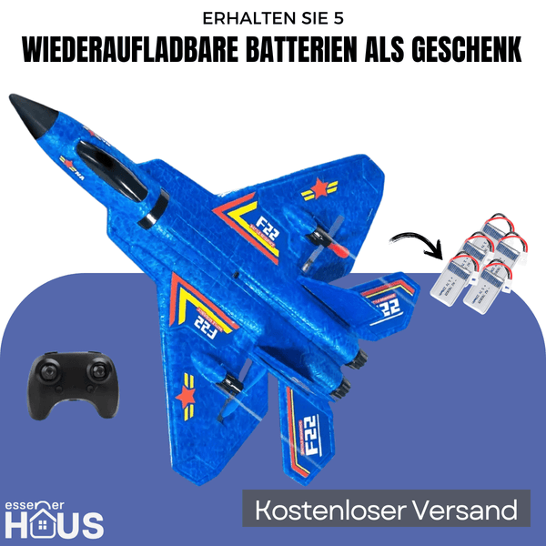 Ferngesteuertes Flugzeug Schlagfest F22 Raptor | Erhalten Sie 5 Kostenlose Wiederaufladbare Batterien als Geschenk ferngesteuertes Flugzeug Essener Haus 