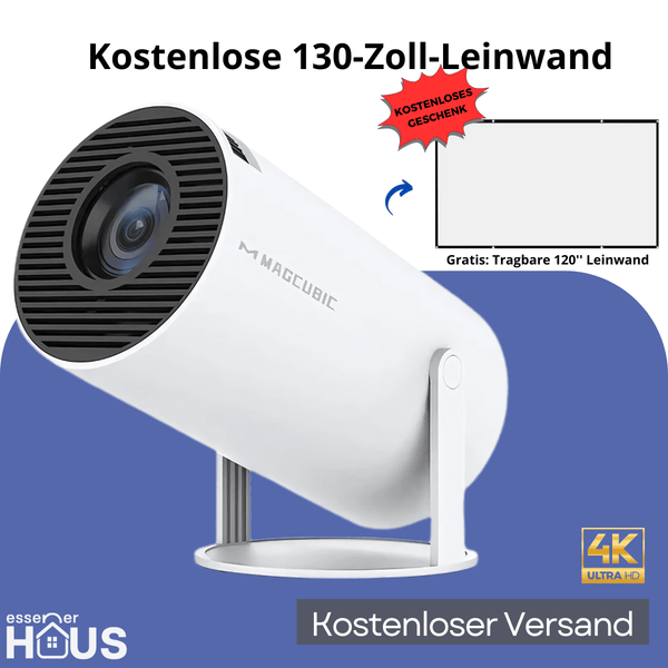 Projektor Mini Beamer + Kostenlose 130-Zoll-Leinwand Essener Haus 