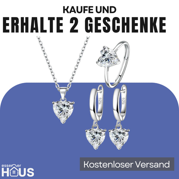 Silberhalskette + 2 Ohrringe und 1 Ring als Geschenk Essener Haus 